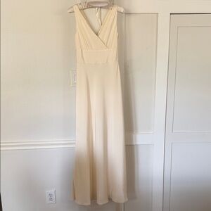 J. Crew Silk Cream V-Neck Maxi Dress size 2